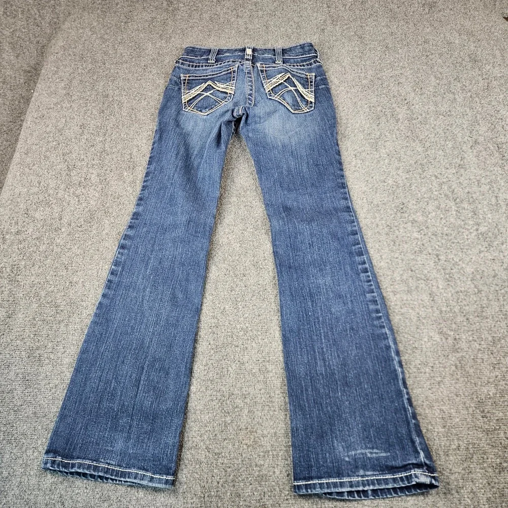 Ariat REAL Denim Boot Cut Jeans Womens 25R Medium Wash Western Stretch Paisley